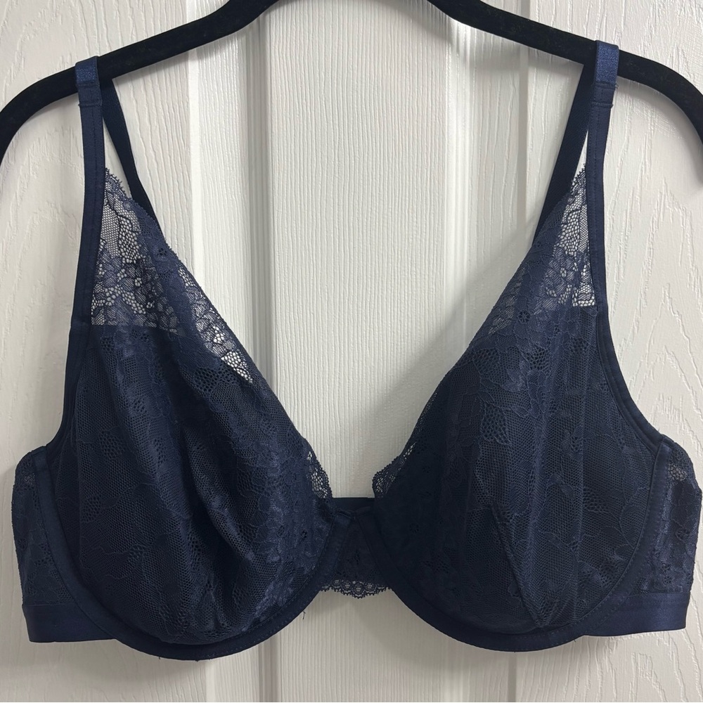 Soma Lightest Lift Lace Plunge Bra 40D Navy Blue